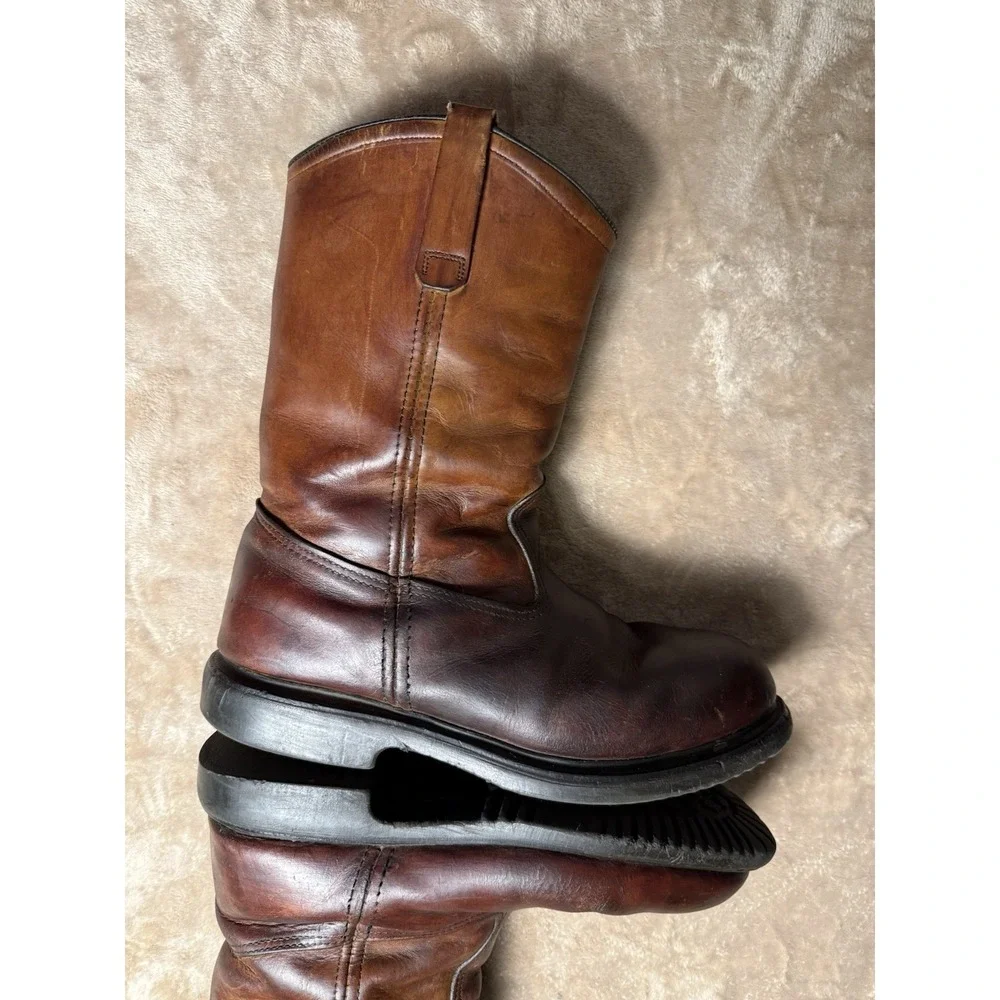 Vintage Red Wing SuperSole Steel Toe Lined Brown Leather Boots 9.5 D USA